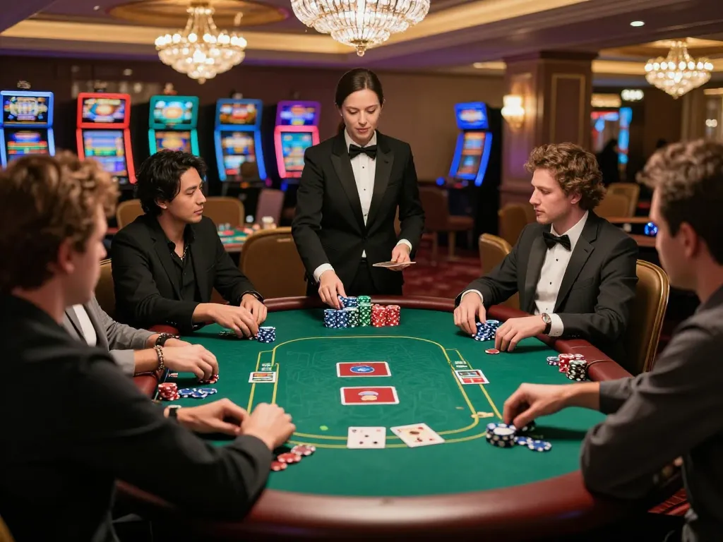 Players engaging in thrilling poker action at a sunwingo casino table, showcasing strategic gameplay and vibrant atmosphere.