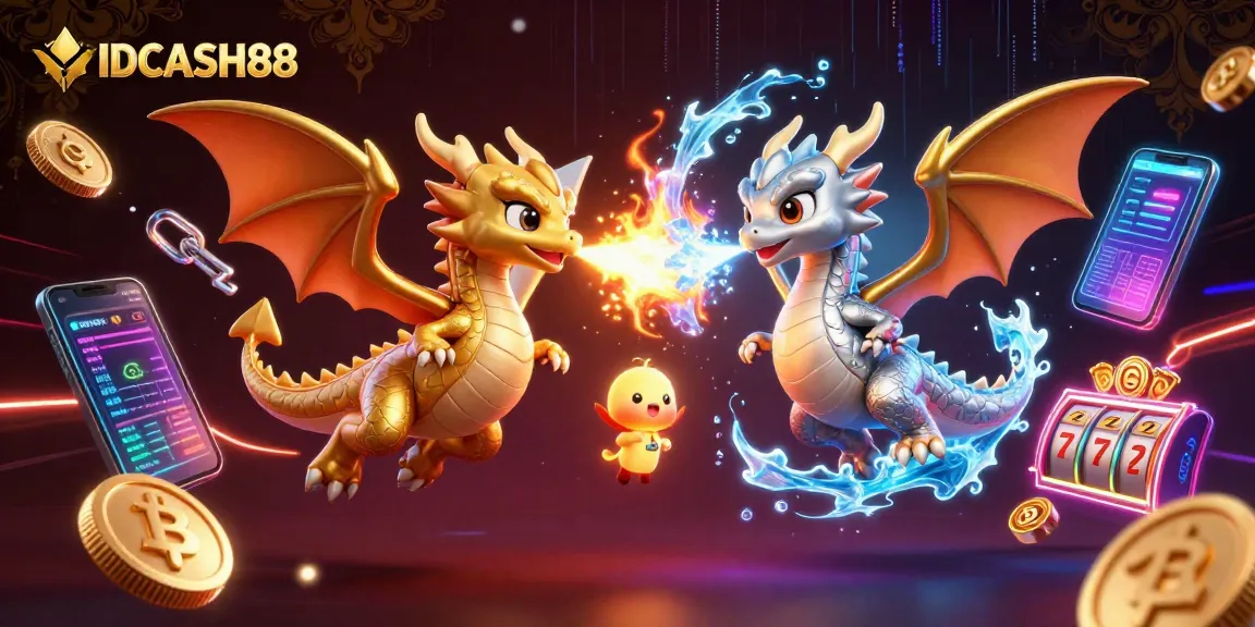 IDCASH88 elevates gaming with dragons and crypto-themed elements illuminating the excitement of online slots.