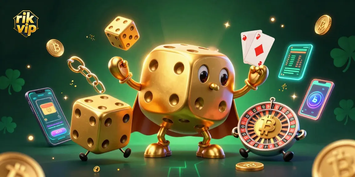 Experience thrilling gameplay with rik vip at an interactive online casino featuring golden dice and cryptocurrency elements.