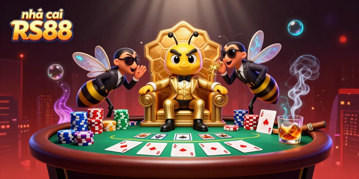 Engaging scene of nhà cái RS88 with a mob boss, poker elements, and a vibrant casino atmosphere.