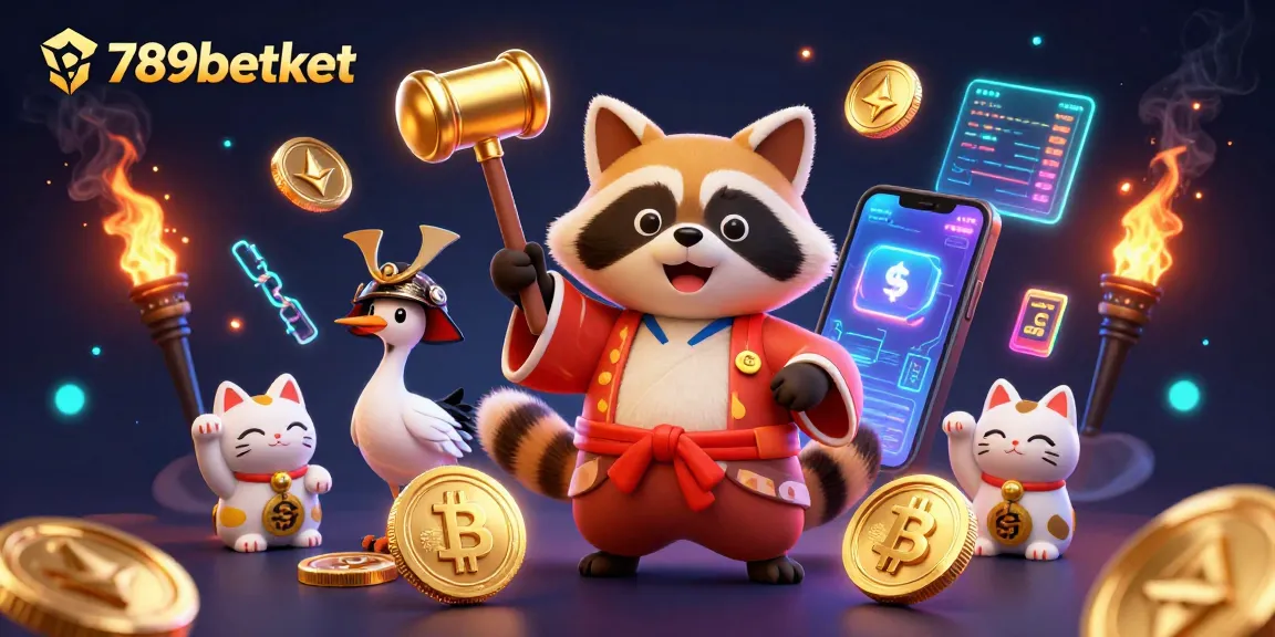 Experience the fun of 789betket with vibrant characters and crypto elements in a lively casino scene