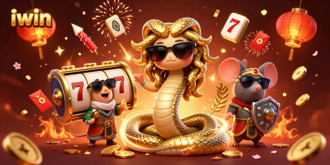 Spin and win big with iwin's vibrant 3D casino themed illustration featuring charming characters and exciting game elements.