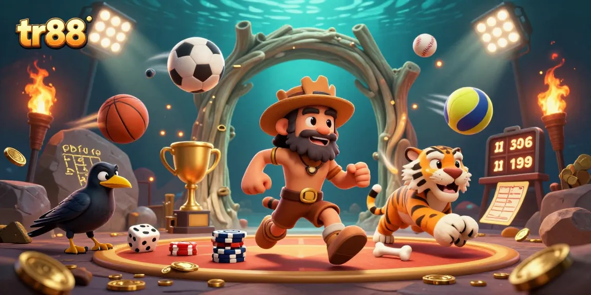 Experience thrilling gameplay with tr88 in a vibrant prehistoric casino scene.