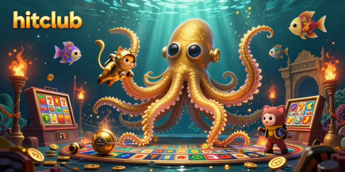 Engage with hitclub's exciting casino vibes through a vibrant 3D kraken and diving cat adventure.