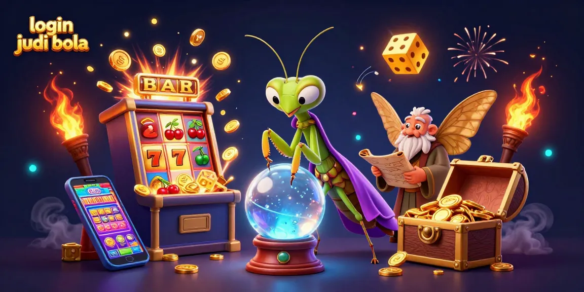 Join the fun with login judi bola, interacting with vibrant casino elements and fantasy characters.