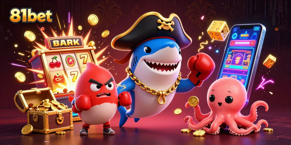 Experience the thrill of winning big with 81bet's illustrative casino scene featuring slots and ocean-themed characters.