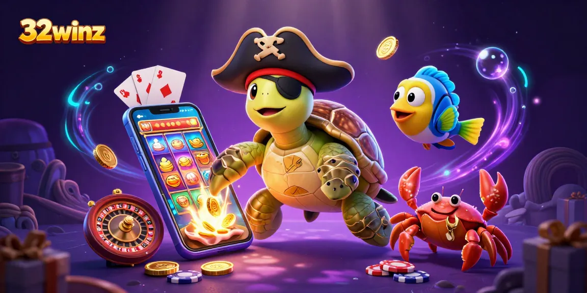 Experience the excitement of gameplay with 32winz in a vibrant underwater casino scene.