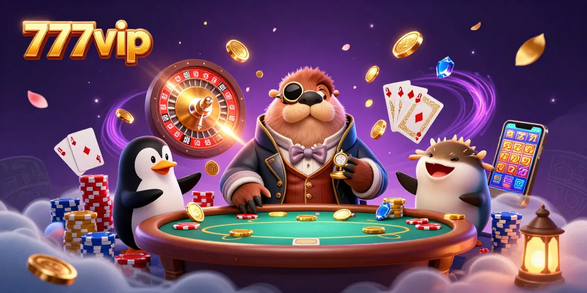 Experience thrilling gameplay at 777vip with a vibrant underwater casino scene featuring a walrus, penguin dealer, and pufferfish.