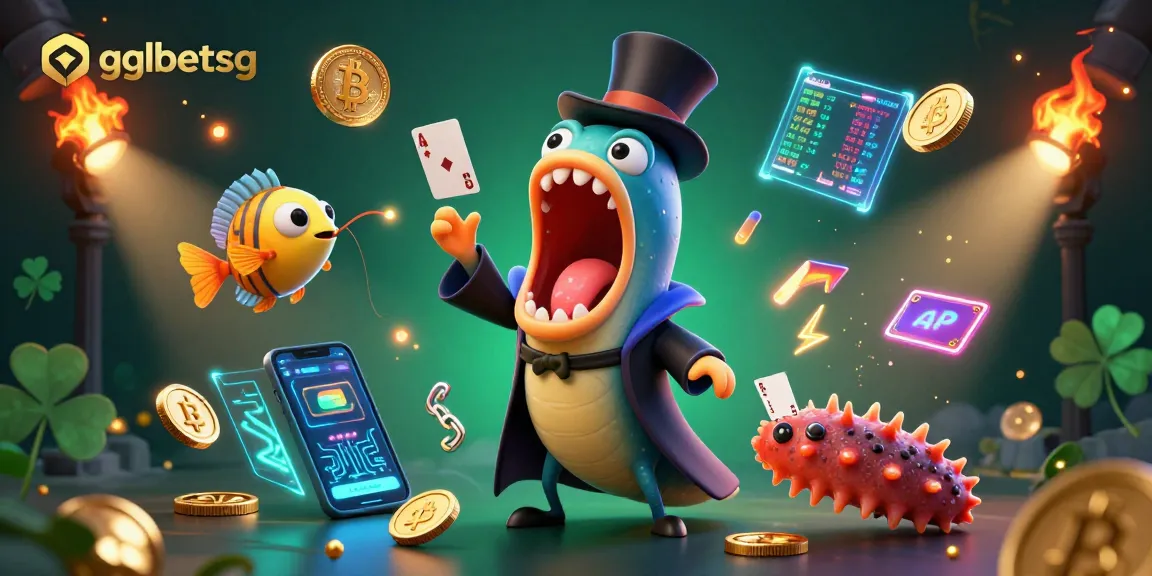gglbetsg showcases a vibrant 3D illustration of a bioluminescent gulper eel magician, anglerfish spotlight, and sea cucumber magic act.