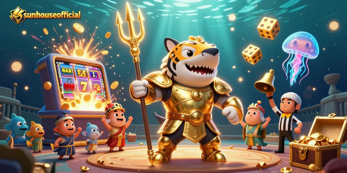Experience the excitement of gaming with sunhouseofficial as a tiger shark leads the underwater jackpot frenzy.