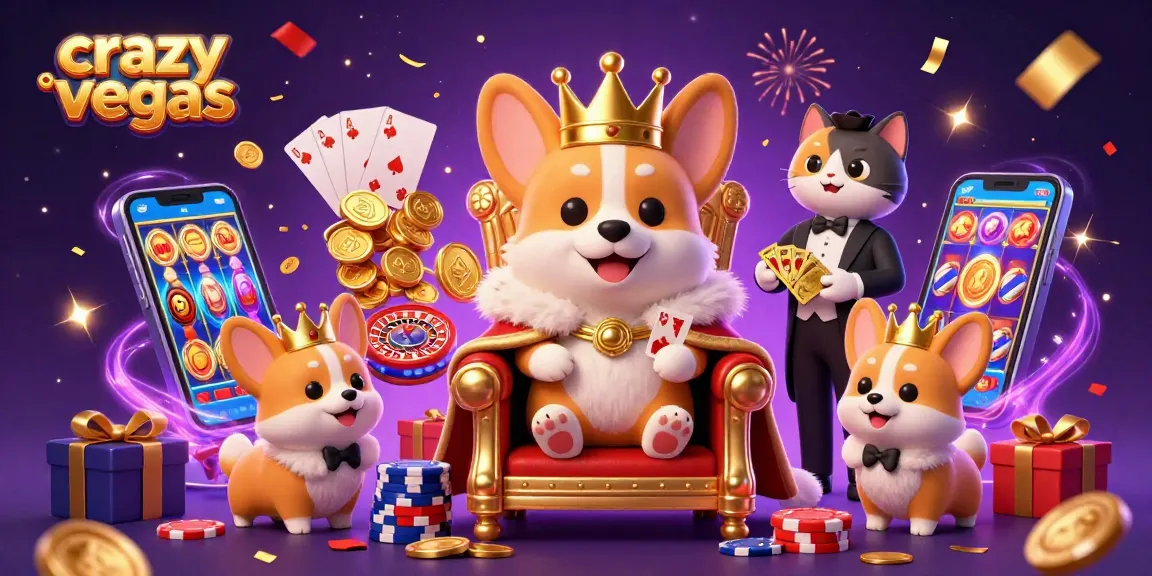 Ceremonial scene showcasing crazyvegas characters amidst dynamic slot games and exciting casino elements.