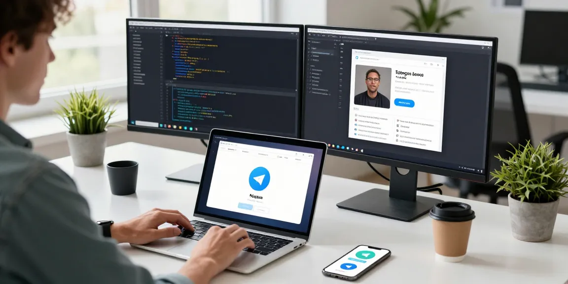 Effective use of telegramin-cn.com shown in a professional tech workspace with dual monitors and natural lighting.