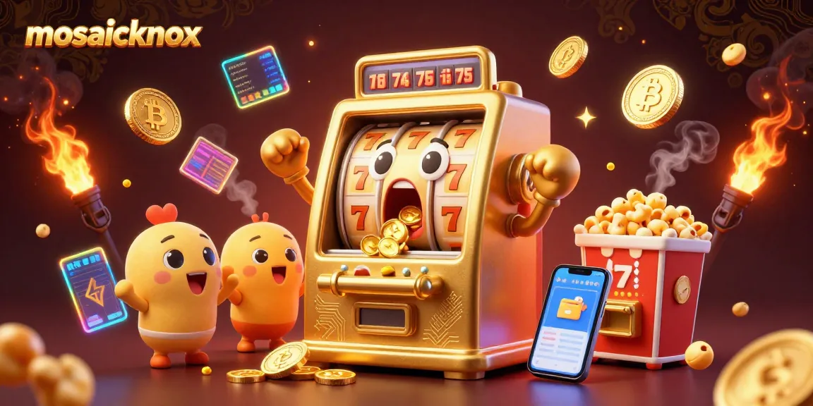 Experience mosaicknox's thrilling jackpot action as golden slot machines celebrate wins surrounded by vibrant casino elements!