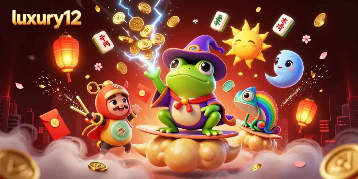 Experience luxury12's thrilling atmosphere with a vibrant storm of golden coins and enchanting characters.