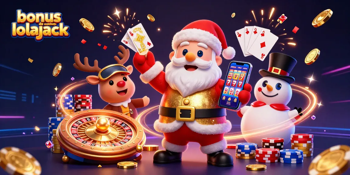 Experience the excitement with bonus de casino lolajack featuring festive characters in a vibrant casino scene.