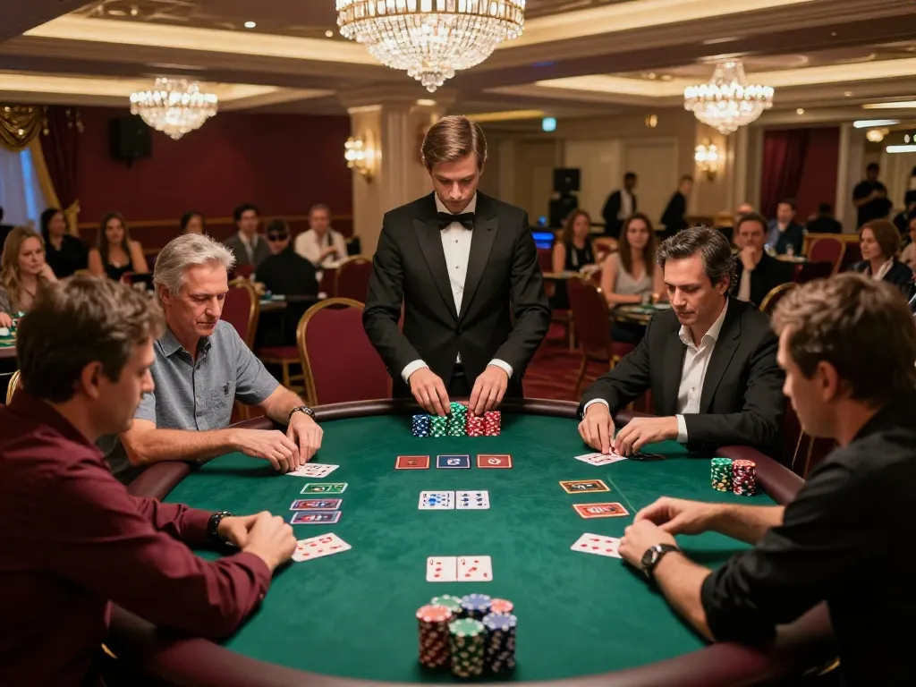 LIGA2000 high-stakes poker players focused at an elegant casino table