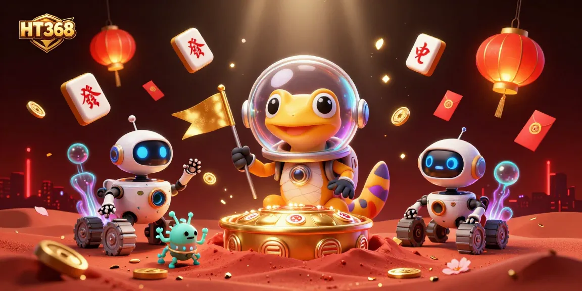 Experience the excitement of HT368 as a Martian gecko explores a golden casino under red Mars sand.