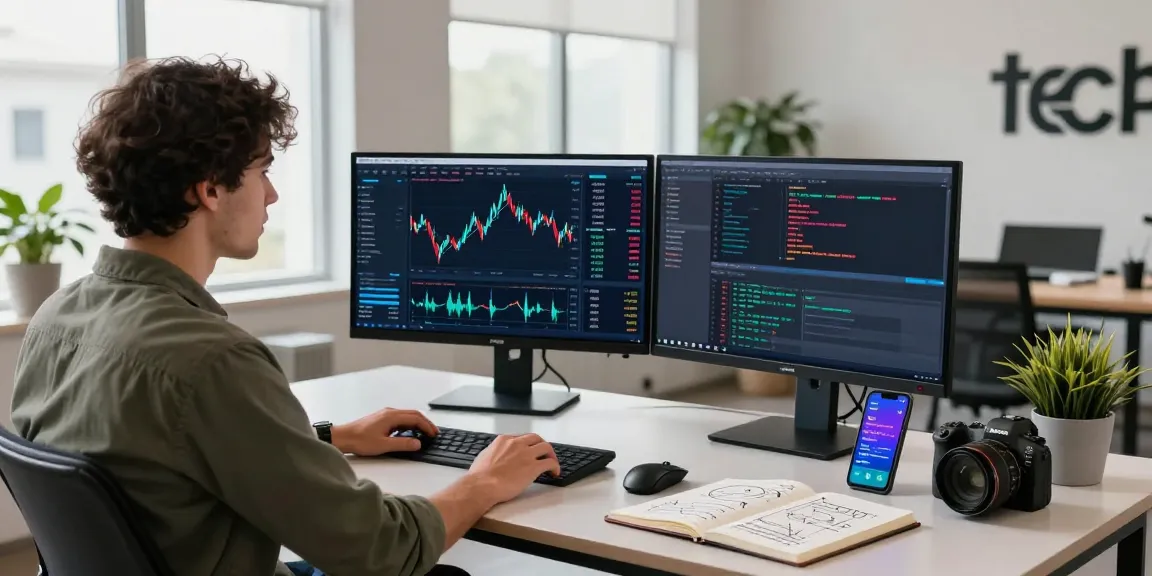 Real-time Nasdaq index data feed visualized in a modern tech workspace