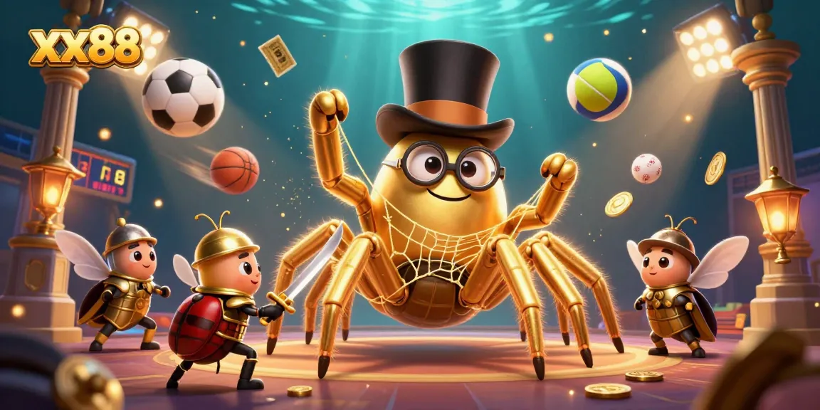 Engage in thrilling online gaming with xx88 featuring a golden tarantula and beetle knight.