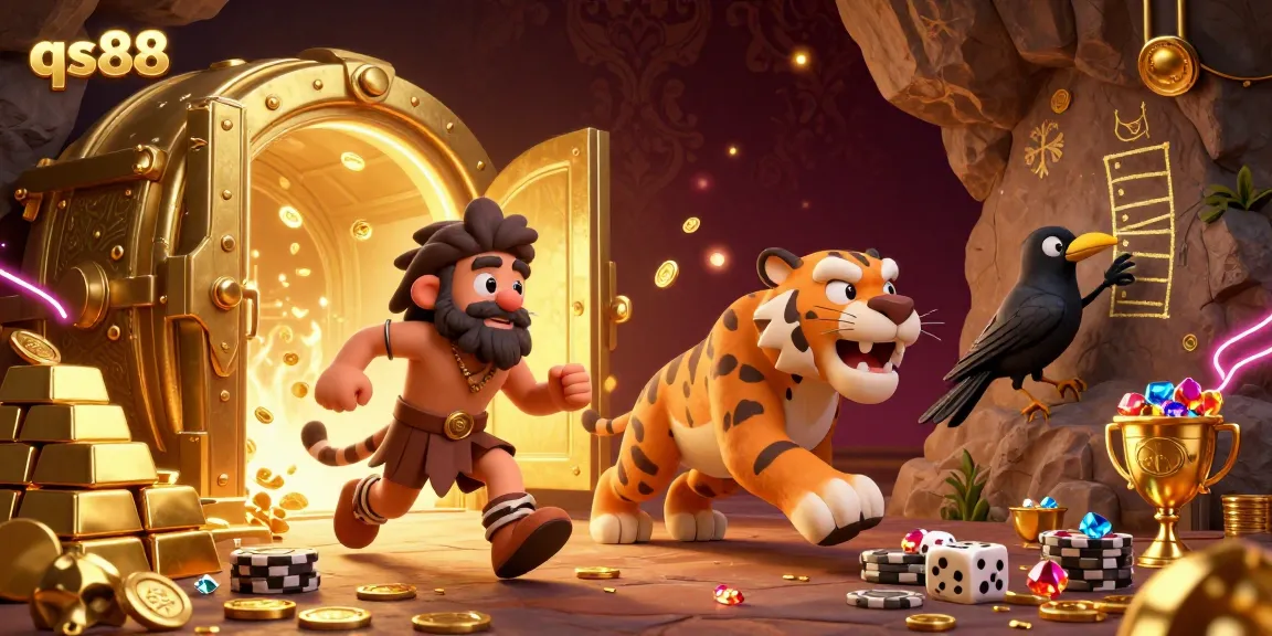 Engage at qs88's thrilling prehistoric casino with cavemen and treasures.