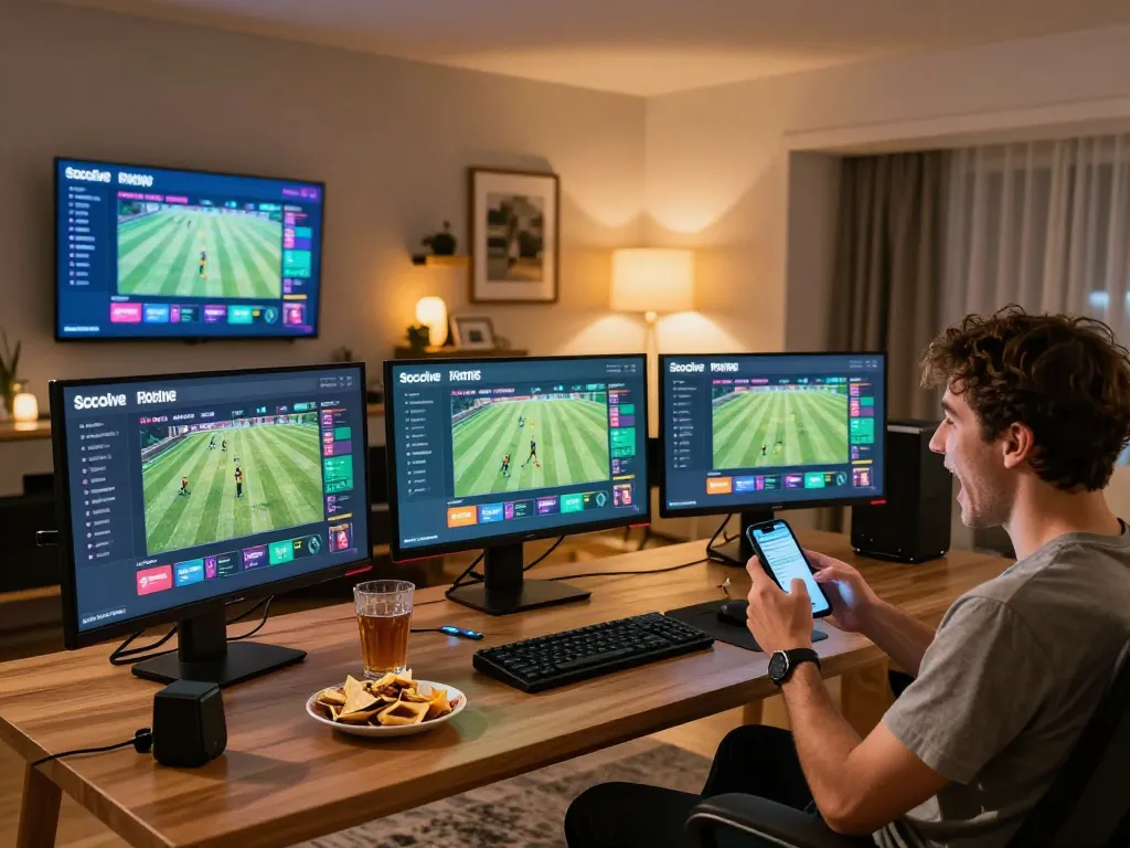 Socolive betting interface displayed on multiple screens during an exciting home gaming session