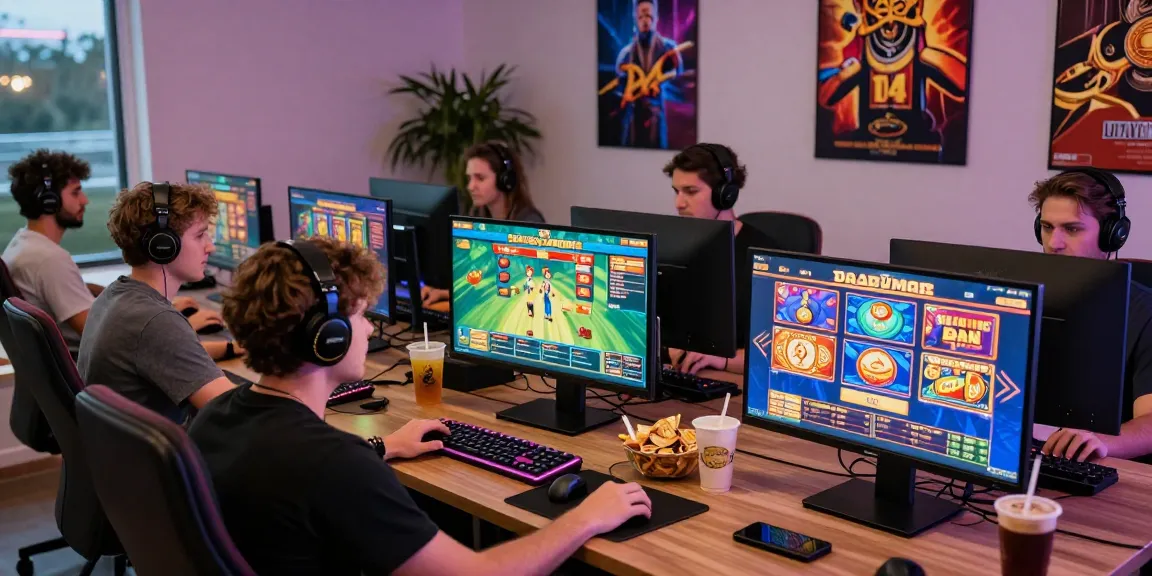 Playful players enjoying games at non UK casinos highlighted on https://nhssm.org.uk in vibrant home gaming setup.