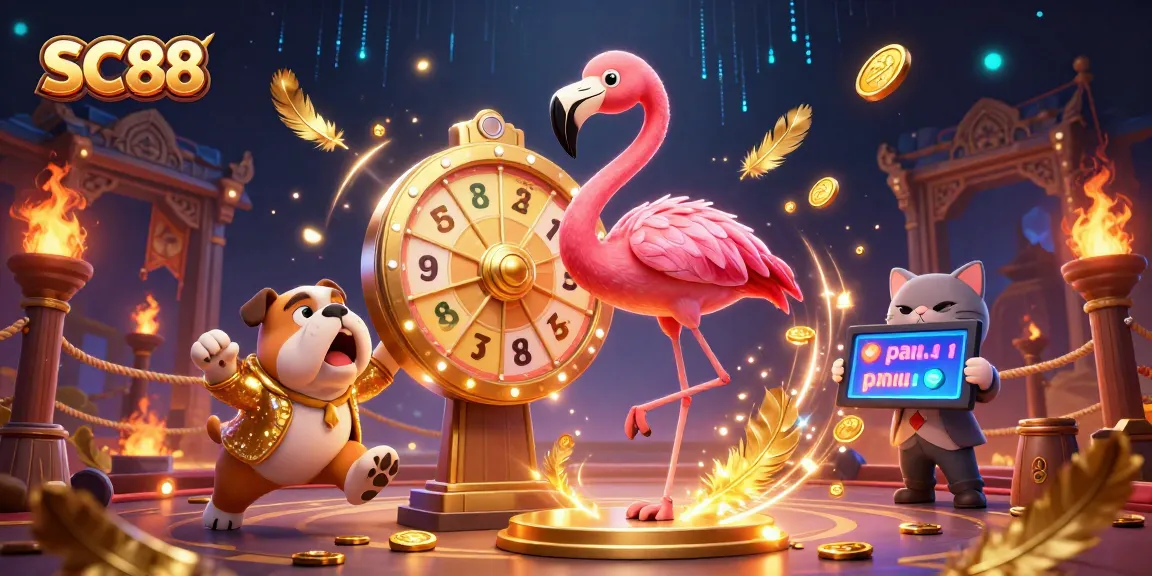 Engage with SC88 and spin the golden prize wheel in a vibrant casino scene.