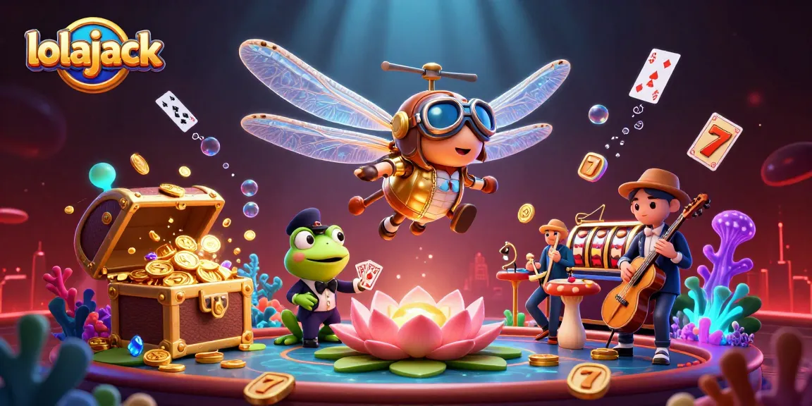Experience the thrill of lolajack as a dragonfly pilot, frog dealer, and jazz-playing crickets create a vibrant casino scene.