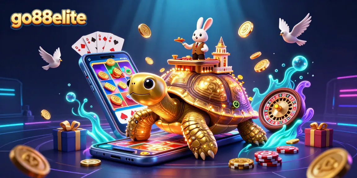 Experience exciting wins at Go88elite with a giant tortoise casino scene filled with games and rewards!