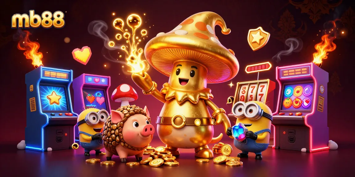 Experience the thrill of mb88 with a magical 3D scene filled with treasures, gaming elements, and excitement!