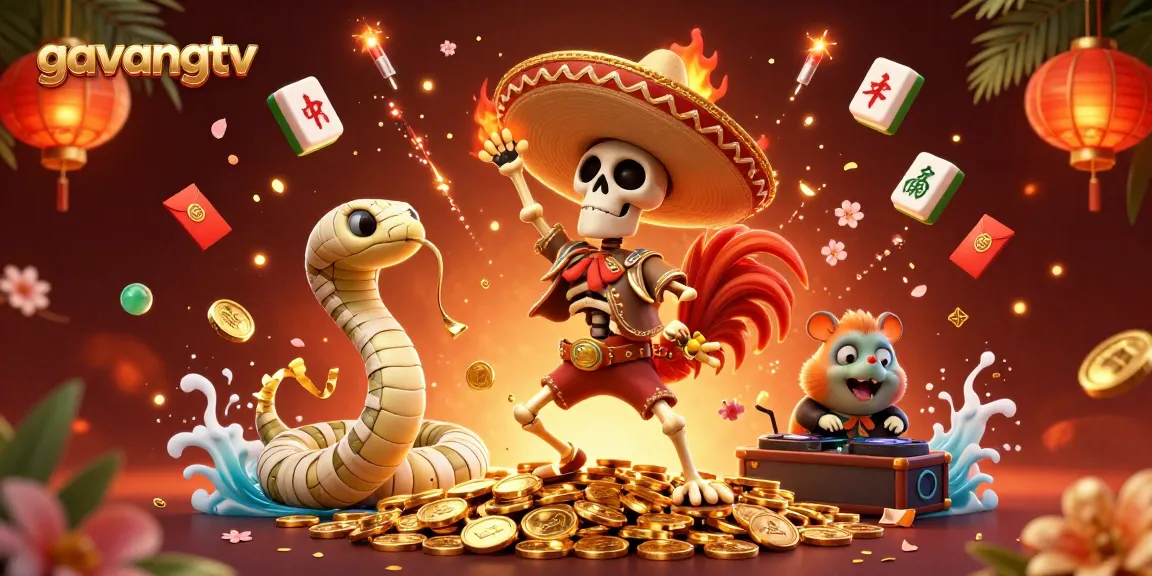 Experience excitement with gavangtv: a vibrant 3D casino scene featuring unique characters and dynamic elements.