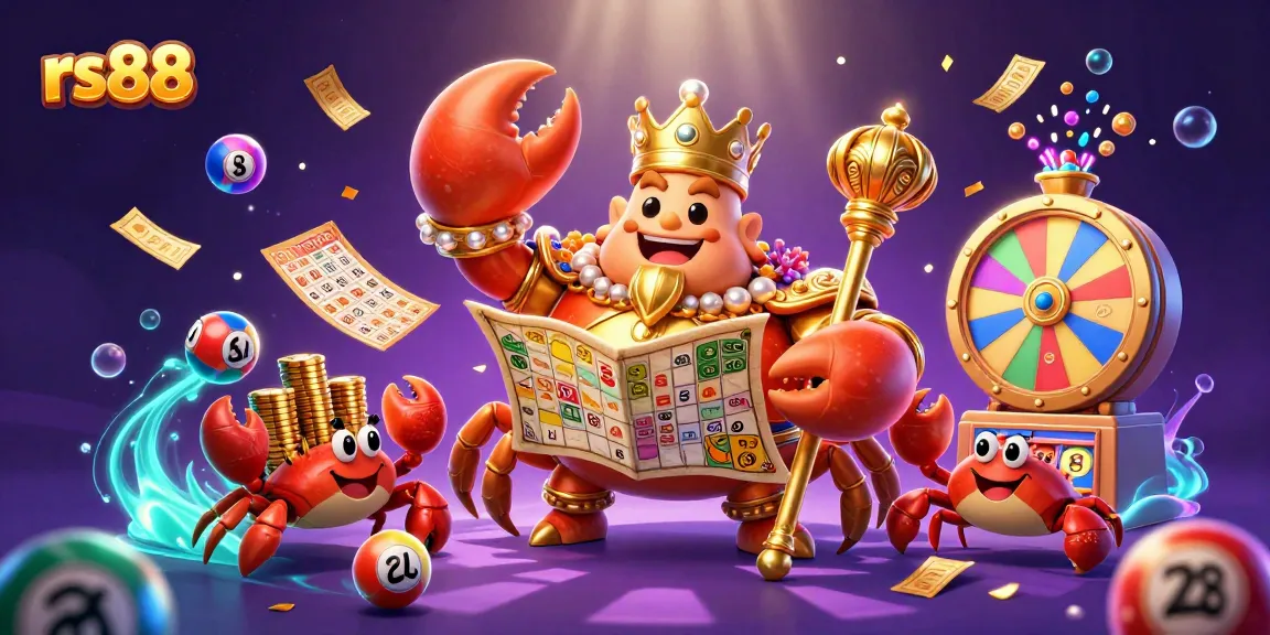 Engage in thrilling gameplay at rs88 with vibrant lottery balls and a golden crab emperor.