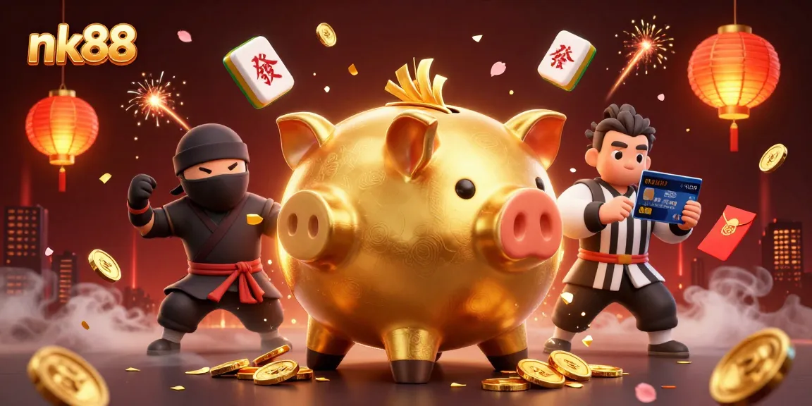Experience thrilling action at nk88 with a piggy bank sumo wrestler stomping to capture golden coins.