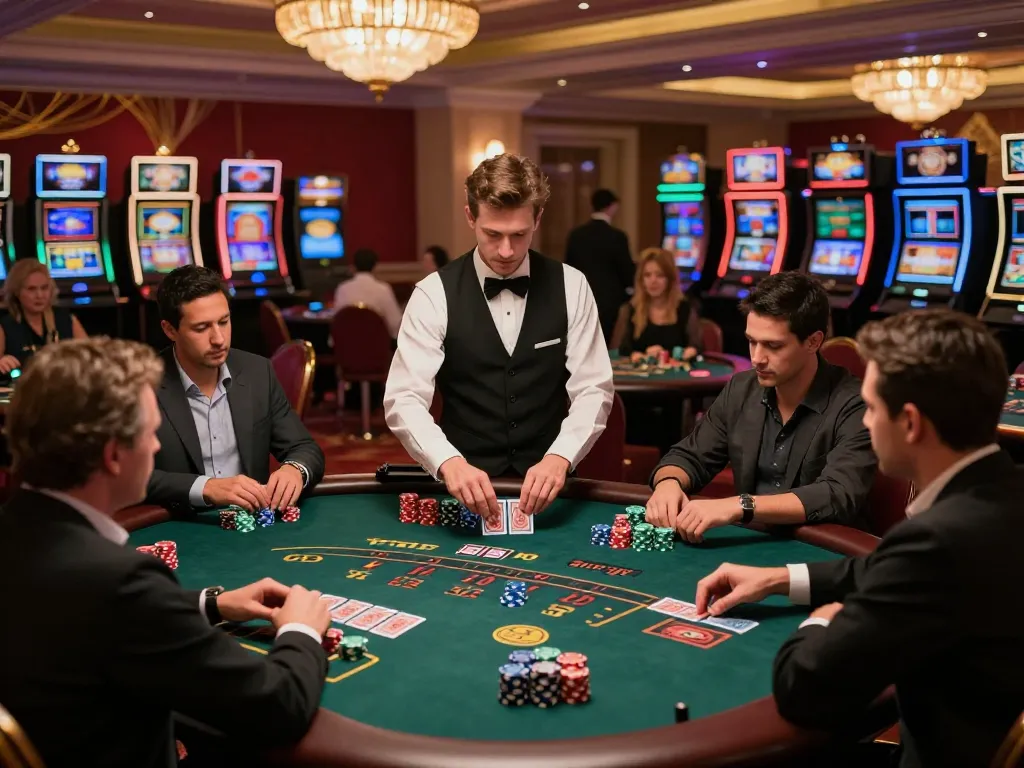 Experience the thrill of blackjack at casino mb66 with intense gameplay and luxurious decor.
