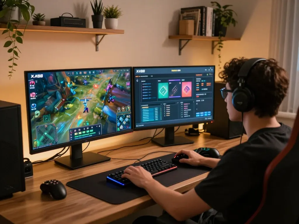 Engaging in an xx88 game with dynamic online gaming setup and colorful graphics.