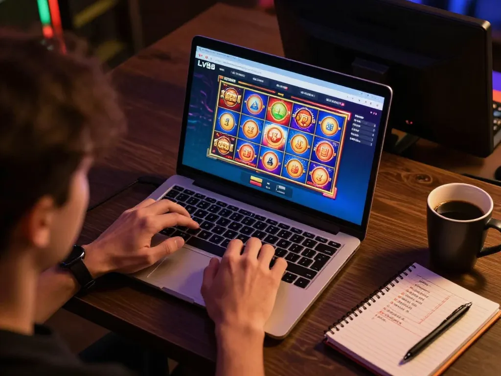 Engaging online gaming experience on LV88 platform with a cozy setup for responsible gambling.