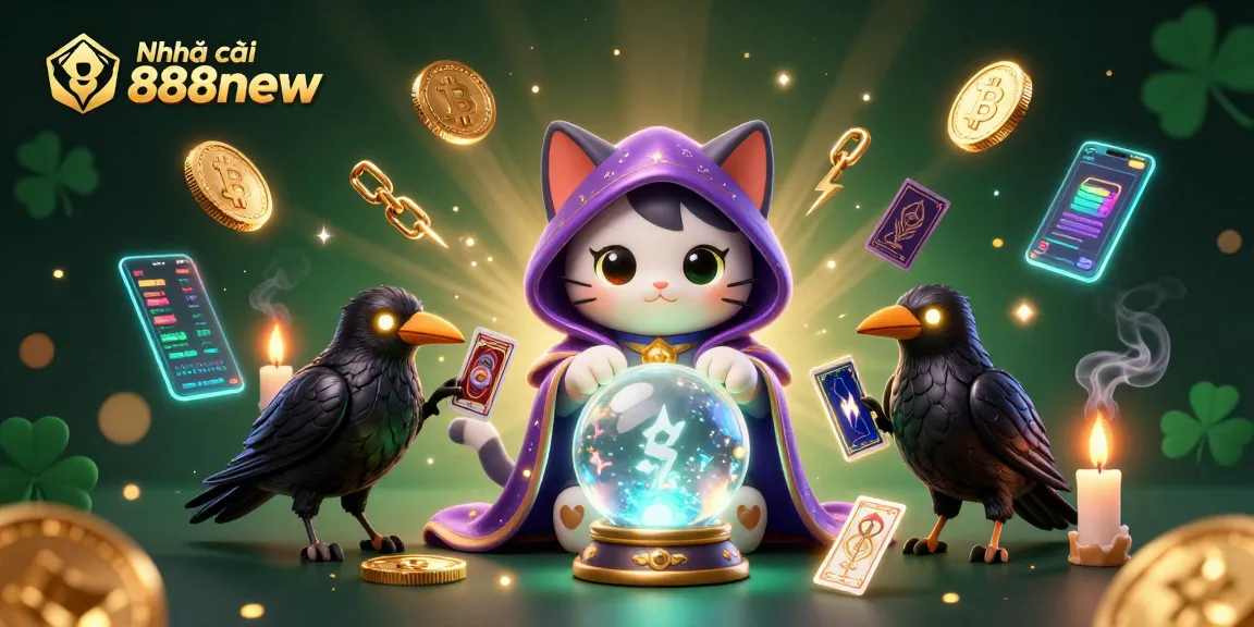 Engage in thrilling games at Nhà cái 888new, featuring a mystical scene with vibrant casino elements.