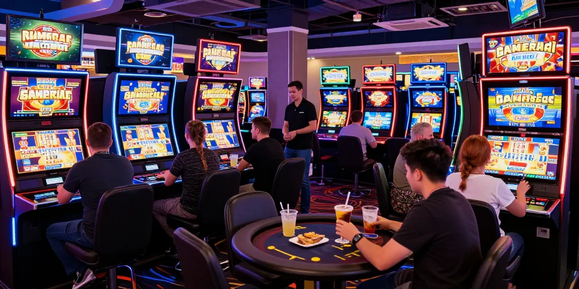 Players enjoying slots and table games at casinos not on gamstop, showcasing vibrant atmosphere and action.