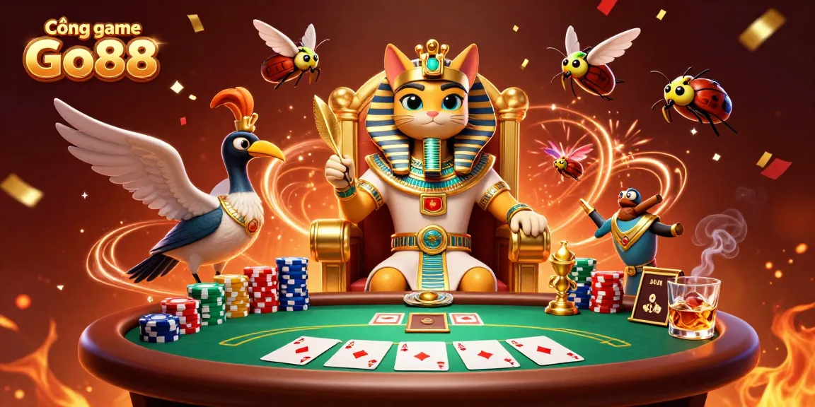 Cổng game Go88 enhances your gaming experience with vibrant 3D characters and casino elements in a lively atmosphere.