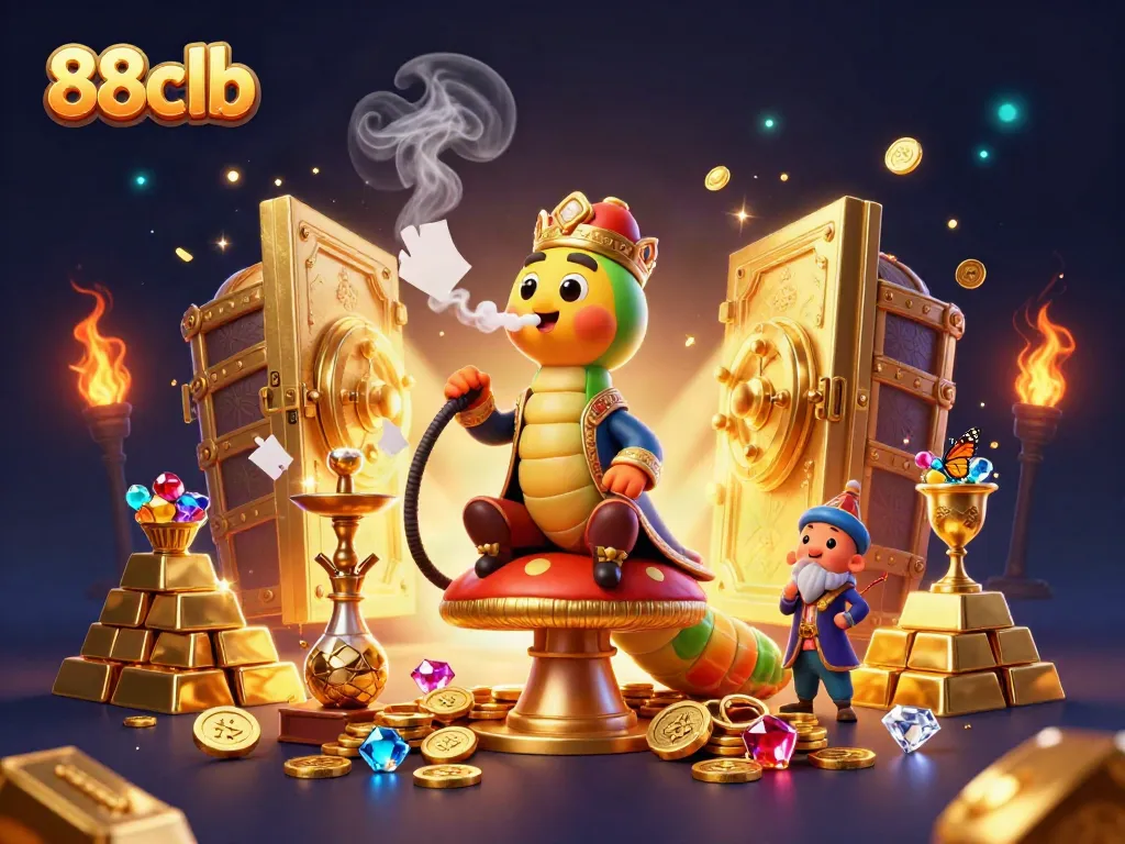 Experience the thrill of 88clb as vibrant characters celebrate cash rewards in a lavish, colorful casino.