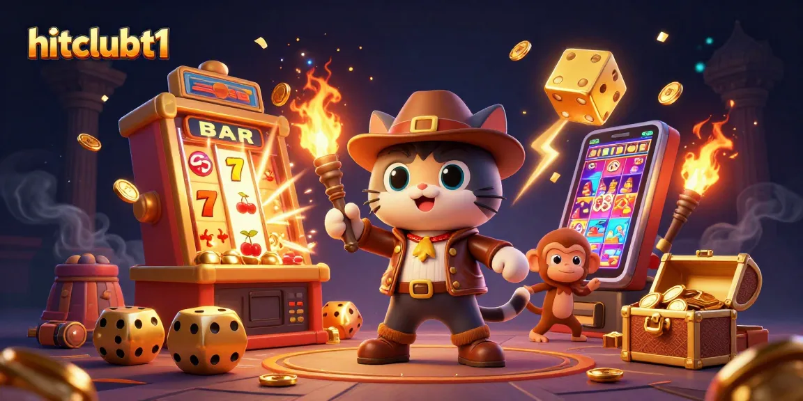 Engage with hitclubt1's dynamic slots and casino games through this adventurous illustration.