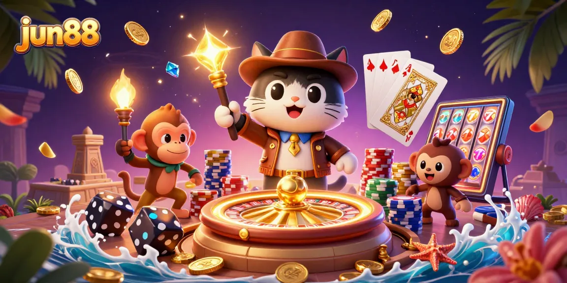 Experience the thrill of winning at jun88 with a 3D vibrant casino adventure showcasing exciting games.