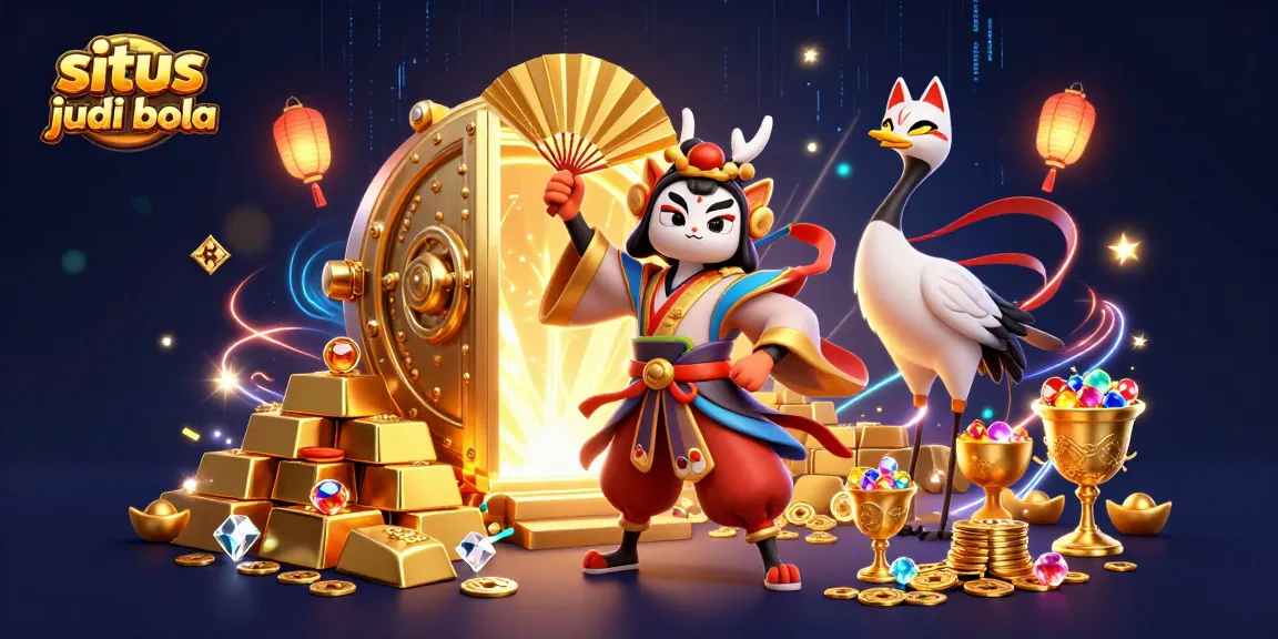 Experience dynamic sports betting with situs judi bola showcasing vibrant characters and treasure elements.