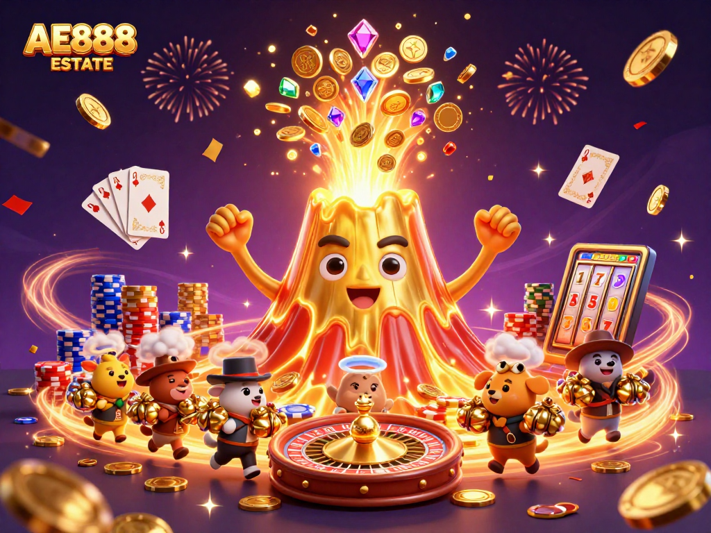 Experience thrilling gameplay at AE888 ESTATE with captivating gold coins, jackpots, and dynamic casino elements.