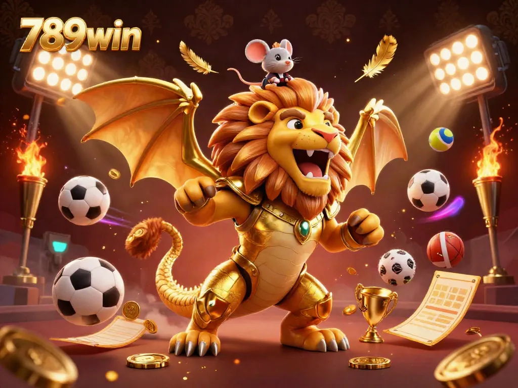 Experience thrilling gameplay with 789win as a chimera creature in golden armor roars triumphantly.