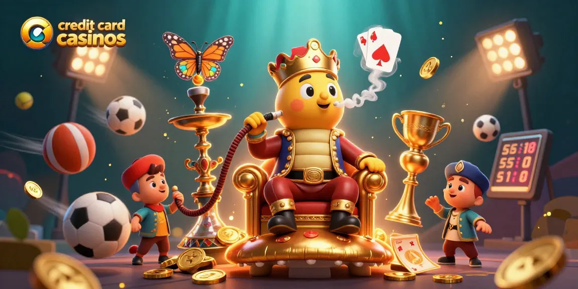 Crowd-pleasing 3D illustration showcasing credit card casinos with vibrant elements representing a lively gaming environment.
