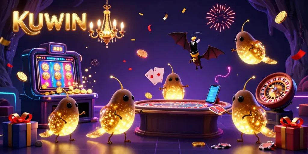 Spin the reels at KUWIN's dazzling casino, where glowworms light up the excitement.
