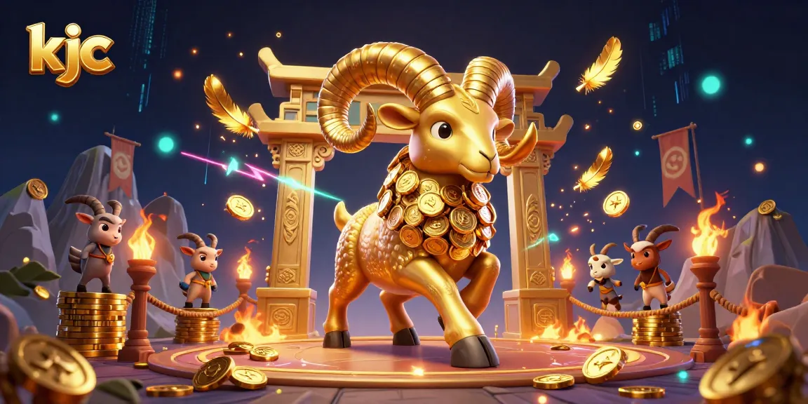 KJC enhances your gaming experience with a dynamic casino scene featuring a golden ram charging through a vibrant arena.