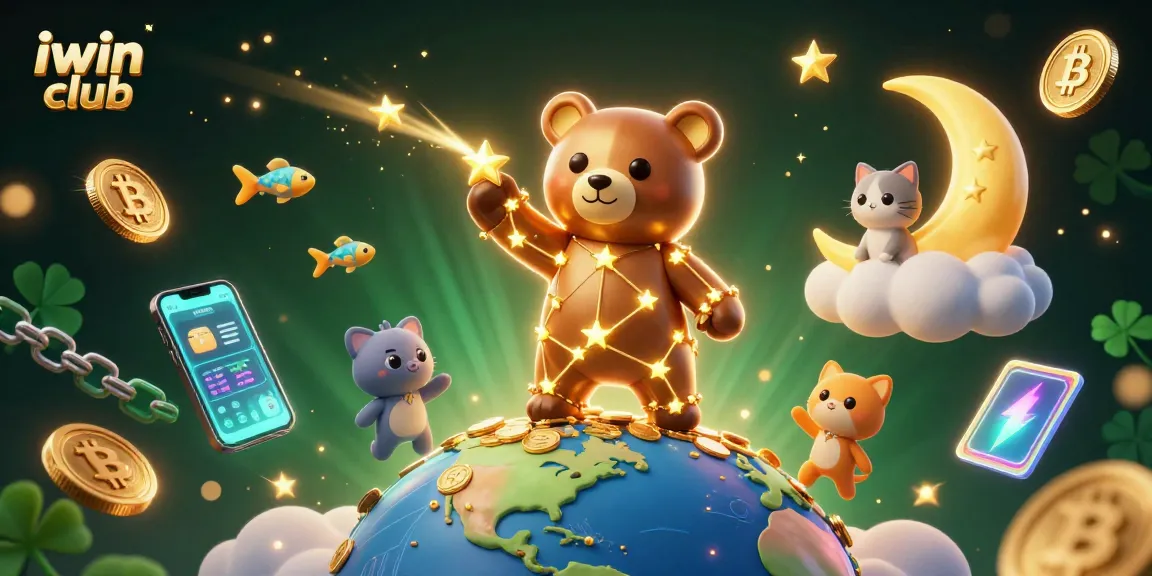 Join the thrilling iwin club adventure as a golden constellation bear scoops up winning coins!