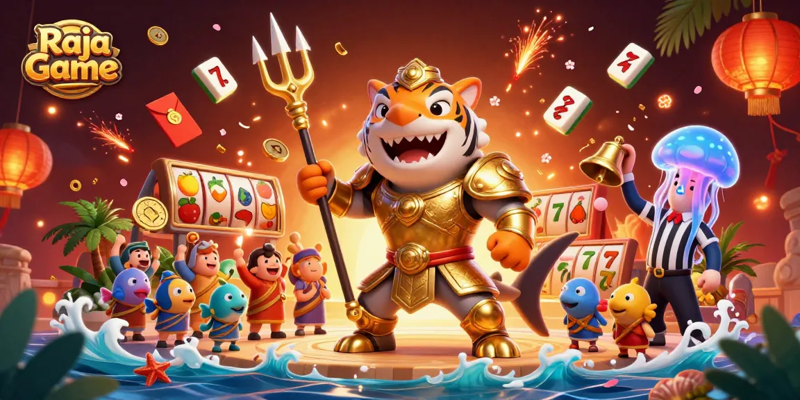 Experience thrilling gameplay on Raja Game with a captivating tiger shark in an underwater casino.